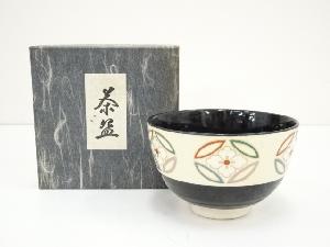 京焼　河合瑞豊造　丸菱文黒茶碗（箱付）